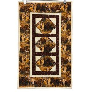 Quilted Wall Hanging Buck & Doe Deer Rustic Wildlife Decor Cabin LodCore Homemad